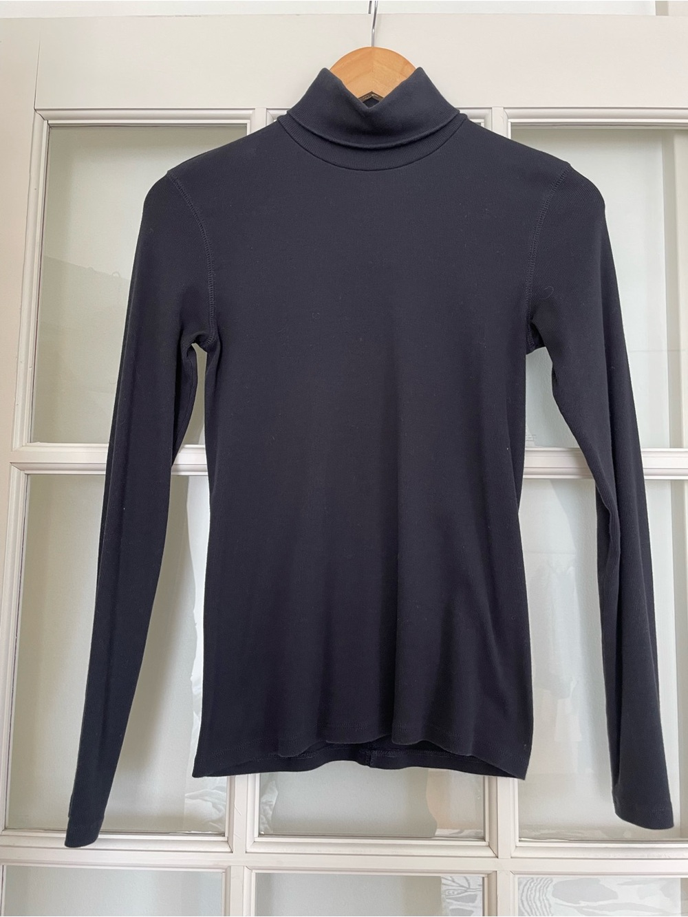 Everlane Black Pima Micro-Rib Turtleneck Long Sleeve T-Shirt Tee Medium M